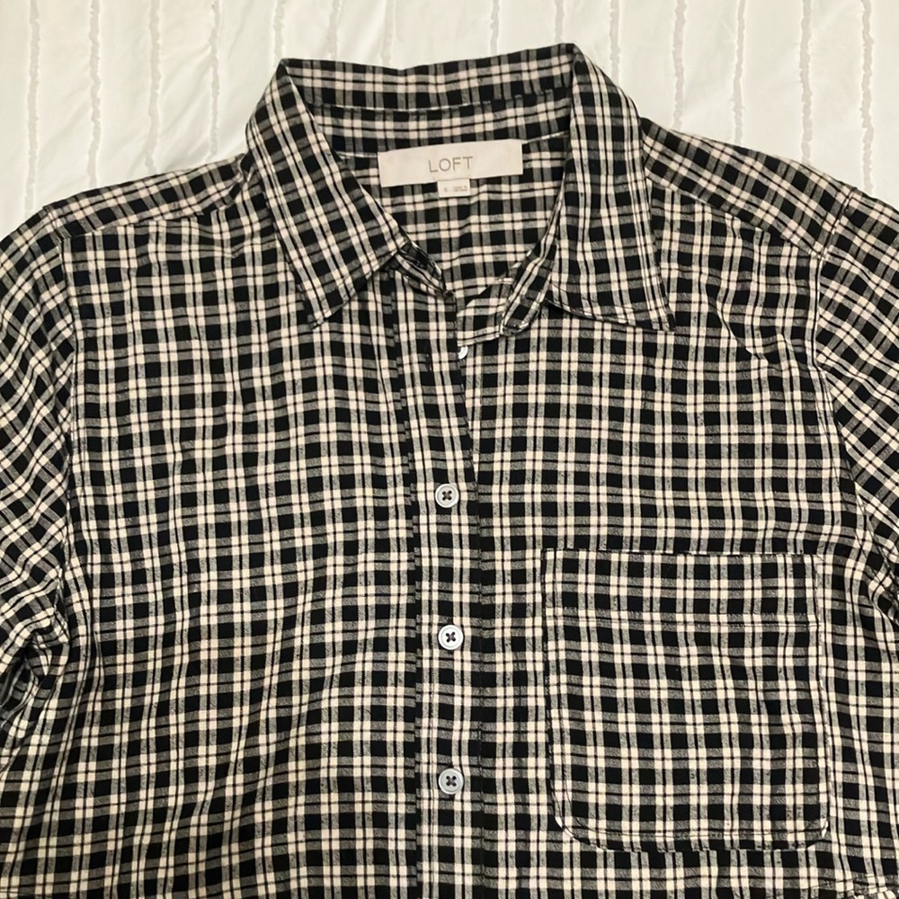 Black and White Plaid Button-Down Dress - Picture 2 of 2